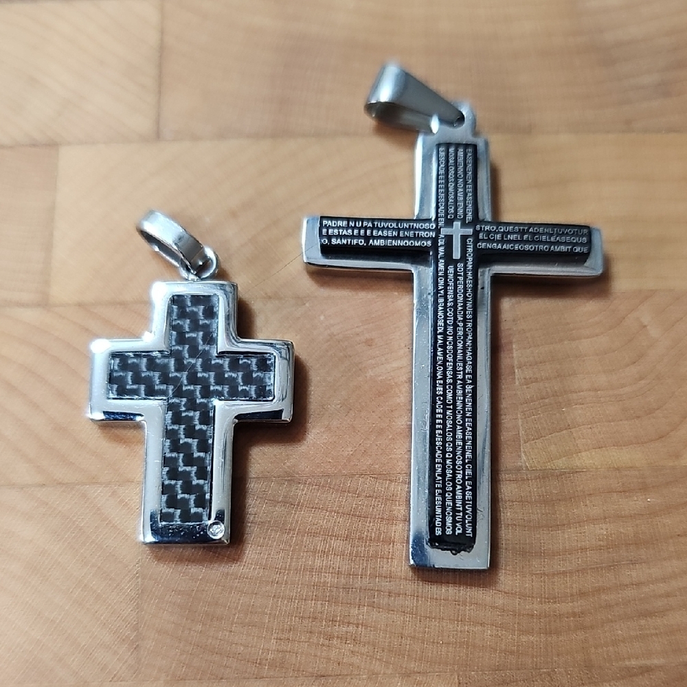 Silver and Black Cross Pendants
